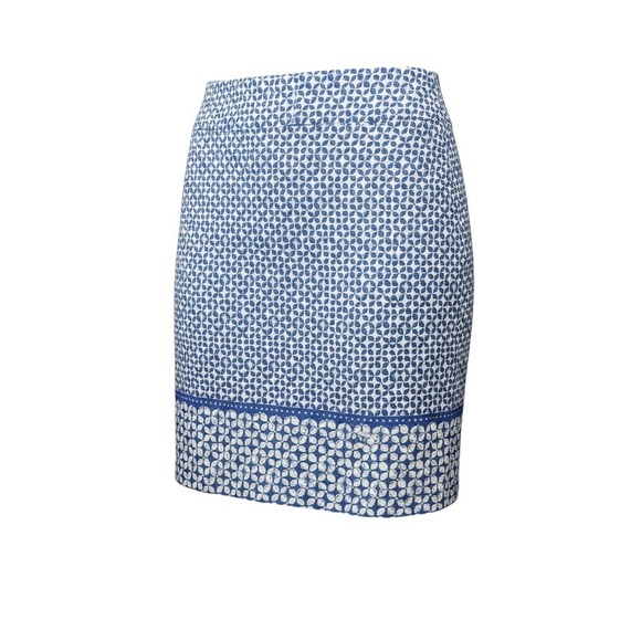 Talbots Dresses & Skirts - Talbots Short Skirt Womens Blue White Geometric Floral Cotton Stretch Lined 12